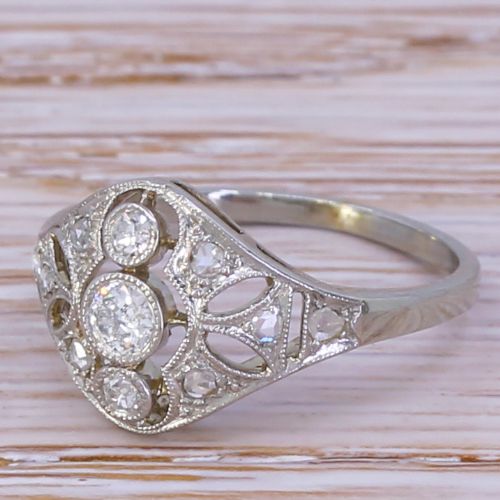 Art Deco 0.27 Carat Old Cut Diamond Cluster Ring, Circa 1925