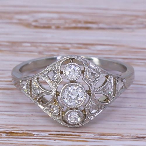 fig 1. Art Deco 0.27 Carat Old Cut Diamond Cluster Ring, circa 1925