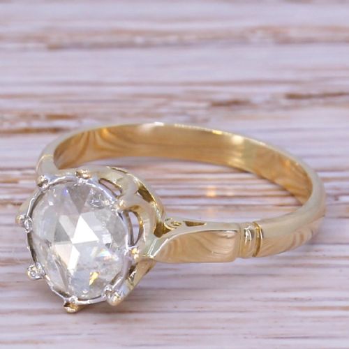 Edwardian 0.50 Carat Rose Cut Diamond Solitaire Ring, Circa 1905