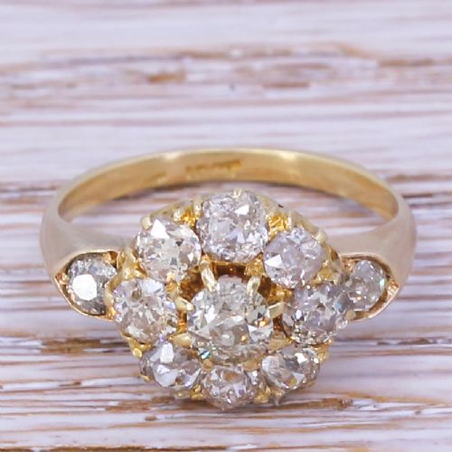 fig 1. Victorian 1.65 Carat Old Cut Diamond Cluster Ring, circa 1900