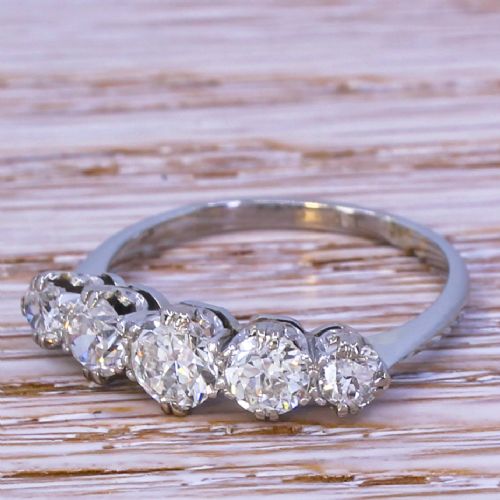 Art Deco 1.50 Carat Old Cut Diamond Five Stone Ring, Circa 1940