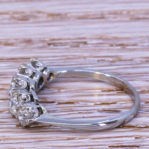fig 2. Art Deco 1.50 Carat Old Cut Diamond Five Stone Ring, circa 1940
