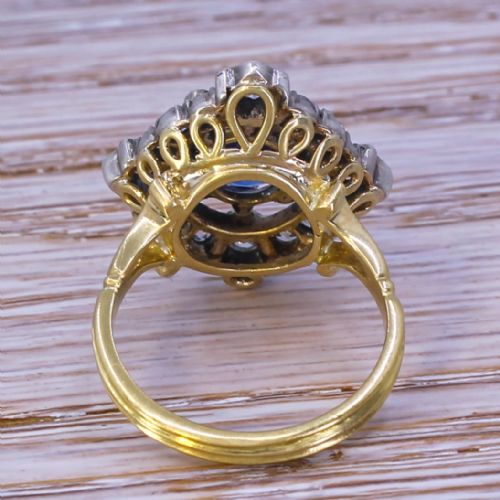 fig 3. Victorian 1.85 Carat Sapphire & 0.82 Carat Old Cut Diamond Cluster Ring, circa 1900