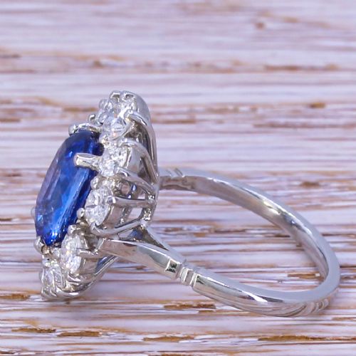 fig 2. Mid Century 3.06 Carat Sapphire & Diamond Cluster Ring, circa 1960