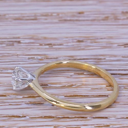 fig 2. 0.51 Carat Old Cut Diamond Engagement Ring, 18k Yellow Gold & Platinum