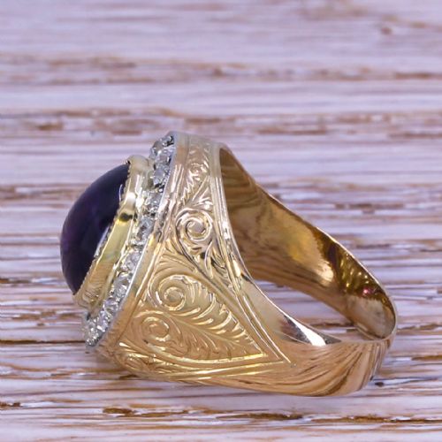 fig 2. Edwardian 4.02 Carat Amethyst & Old Cut Diamond Cluster Ring, circa 1905