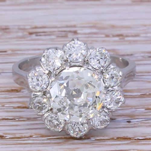 fig 1. Edwardian 2.60 Old Cut Diamond Cluster Ring, circa 1910