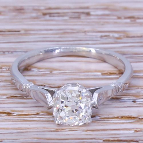 fig 1. Art Deco 0.88 Carat Old Cut Diamond Engagement Ring, circa 1920