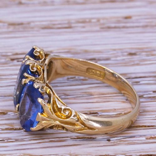 fig 2. Victorian 4.70 Carat Ceylon Sapphire Trilogy Ring, circa 1980