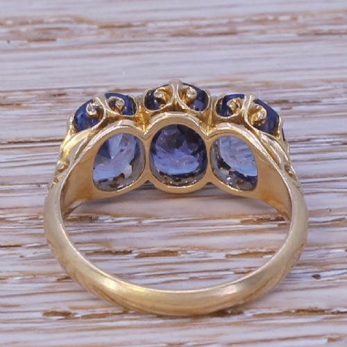 fig 3. Victorian 4.70 Carat Ceylon Sapphire Trilogy Ring, circa 1980