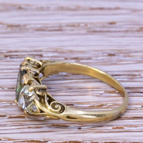 fig 2. Victorian 1.00 Carat Demantoid Garnet & 1.30 Carat Old Cut Diamond Ring, circa 1890