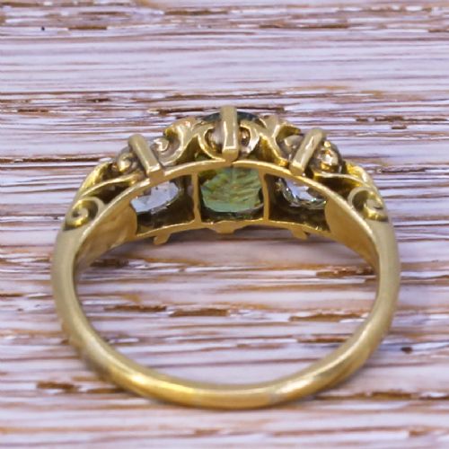 fig 3. Victorian 1.00 Carat Demantoid Garnet & 1.30 Carat Old Cut Diamond Ring, circa 1890