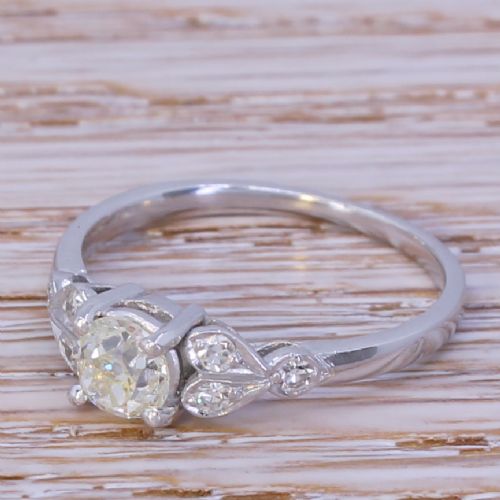 Art Deco 0.57 Carat Old Cut Diamond Engagement Ring, Circa 1930