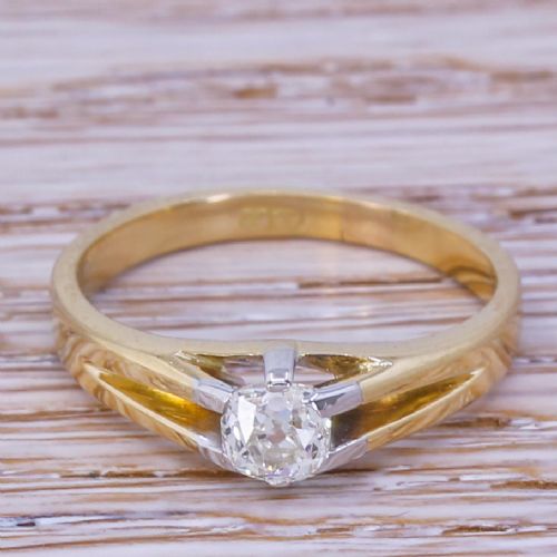 fig 1. Edwardian 0.40 Carat Old Cut Diamond Solitaire Ring, circa 1905