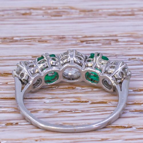 fig 3. Art Deco 1.63 Carat Diamond & 0.72 Carat Emerald Five Stone Ring, circa 1930