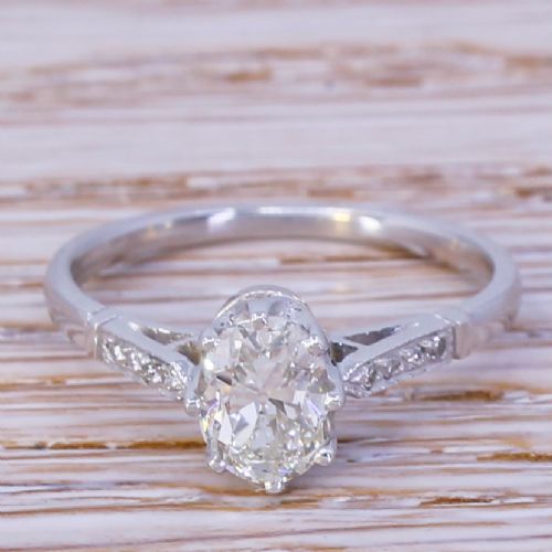 fig 1. Art Deco 0.84 Carat Old Oval Cut Diamond Engagement Ring, circa 1935