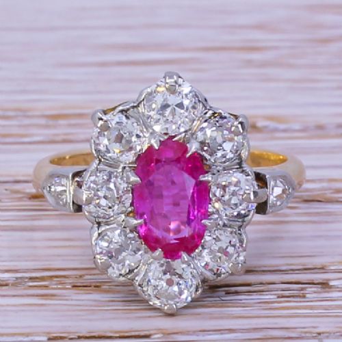 fig 1. Art Deco 0.90 Carat Mogok Burmese Ruby & Old Cut Diamond Ring, circa 1920