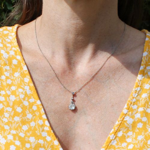 MID CENTURY 097 CARAT OLD CUT DIAMOND PENDANT CIRCA 1950 - ADDITIONAL PHOTO 1