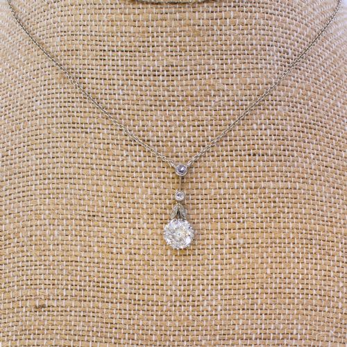 MID CENTURY 097 CARAT OLD CUT DIAMOND PENDANT CIRCA 1950 - ADDITIONAL PHOTO 3