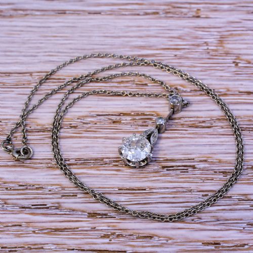 MID CENTURY 097 CARAT OLD CUT DIAMOND PENDANT CIRCA 1950 - ADDITIONAL PHOTO 4