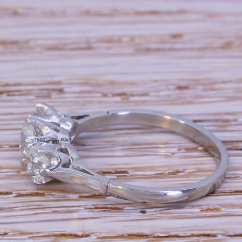 fig 2. Art Deco 1.00 Carat Old Cut Diamond Trilogy Ring, circa 1935