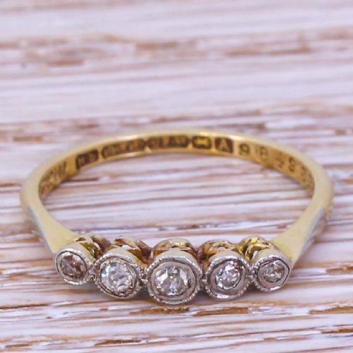 fig 1. Art Deco 0.12 Carat Old Cut Diamond Five Stone Ring, circa 1932