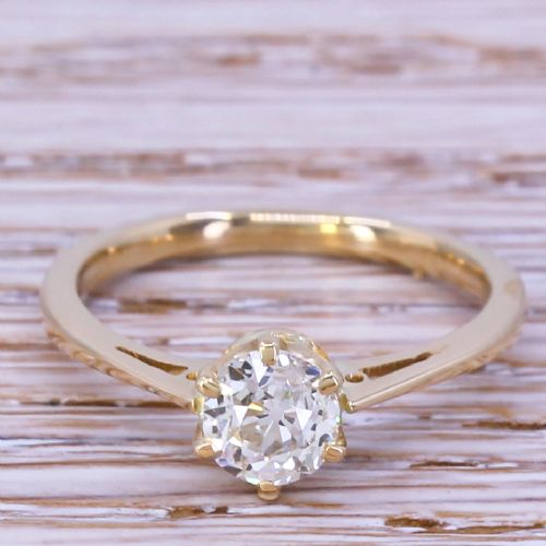 fig 1. Art Deco 0.81 Carat Old Cut Diamond Engagement Ring, circa 1925