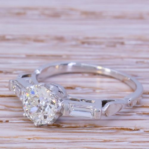 Art Deco 1.02 Carat Old Cut Diamond Engagement Ring, Circa 1940
