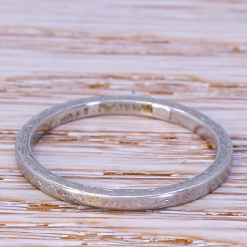 Art Deco Wedding Band Ring, Platinum