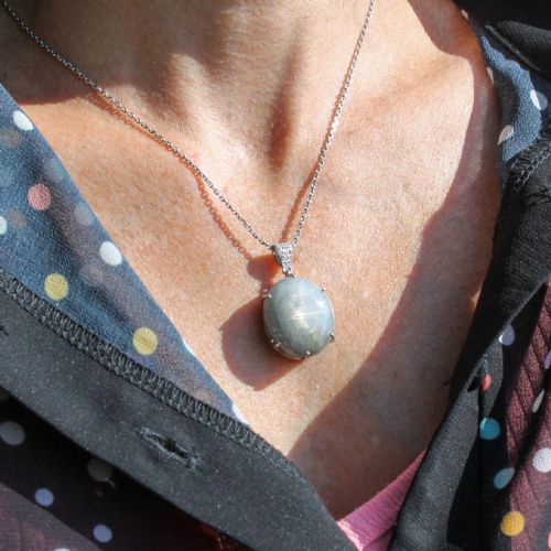 EDWARDIAN 4884 CARAT NATURAL GREY STAR SAPPHIRE PENDANT CIRCA 1910 - ADDITIONAL PHOTO 1
