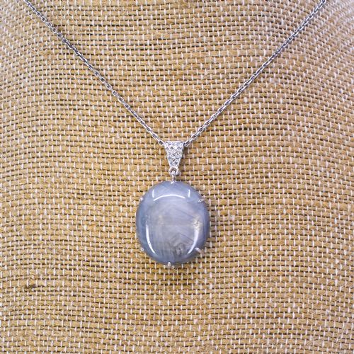 EDWARDIAN 4884 CARAT NATURAL GREY STAR SAPPHIRE PENDANT CIRCA 1910 - ADDITIONAL PHOTO 2