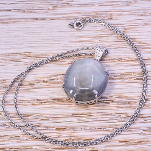EDWARDIAN 4884 CARAT NATURAL GREY STAR SAPPHIRE PENDANT CIRCA 1910 - ADDITIONAL PHOTO 4