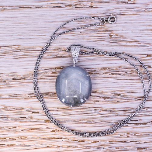 EDWARDIAN 4884 CARAT NATURAL GREY STAR SAPPHIRE PENDANT CIRCA 1910 - ADDITIONAL PHOTO 5