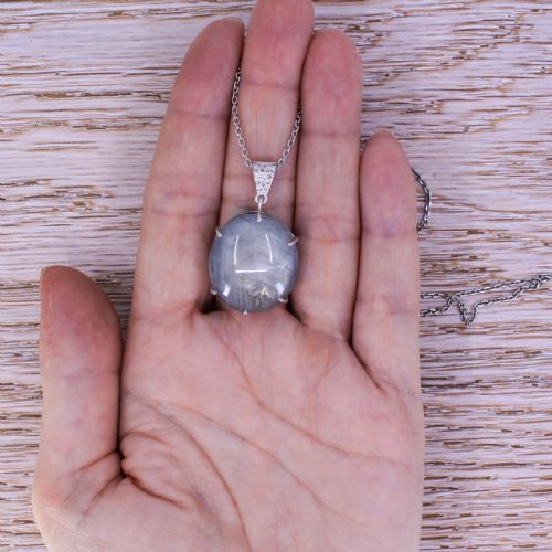 EDWARDIAN 4884 CARAT NATURAL GREY STAR SAPPHIRE PENDANT CIRCA 1910 - ADDITIONAL PHOTO 8