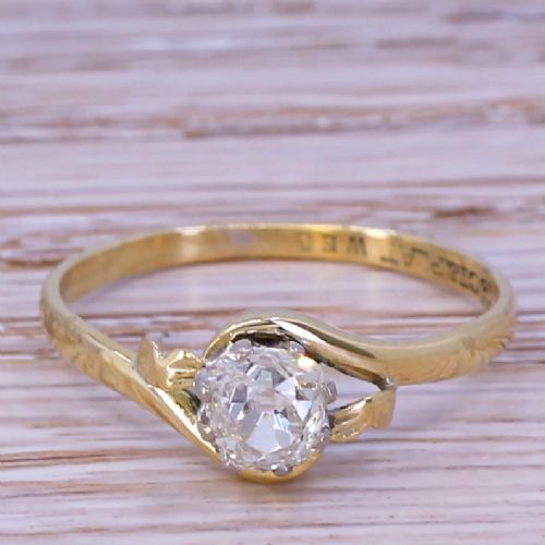 fig 1. Edwardian 0.72 Carat Old Cut Diamond Solitaire Ring, circa 1910