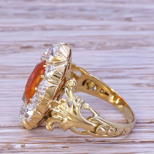 fig 2. Victorian 1.15 Carat Fire Opal & 1.50 Carat Old Cut Diamond Ring, circa 1890
