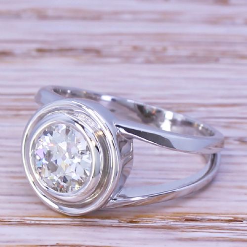 Mid Century 1.35 Carat Old Cut Diamond Solitaire Ring, Circa 1950