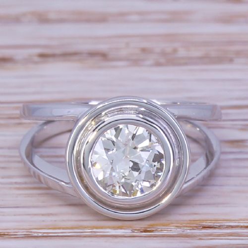 fig 1. Mid Century 1.35 Carat Old Cut Diamond Solitaire Ring, circa 1950