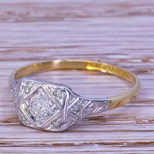 Mid Century 0.20 Carat Old Cut Diamond Ring, Circa 1960