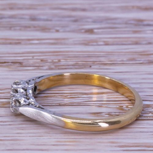 fig 2. Mid Century 0.24 Carat Transitional Cut Diamond Trilogy Ring, circa 1960