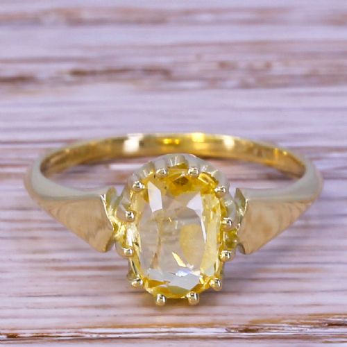 fig 1. Victorian 1.97 Carat Natural Ceylon Yellow Sapphire Solitaire Ring, circa 1900