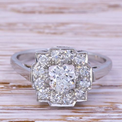 fig 1. Art Deco 0.92 Carat Old Cut Diamond Cluster Ring, circa 1935