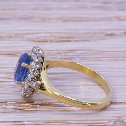 fig 2. Mid Century 1.68 Carat Kashmir Sapphire & Diamond Cluster Ring, circa 1960