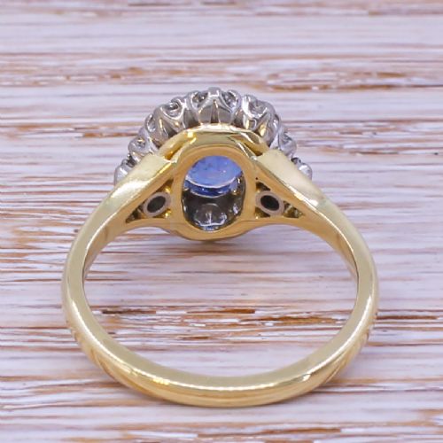 fig 3. Mid Century 1.68 Carat Kashmir Sapphire & Diamond Cluster Ring, circa 1960