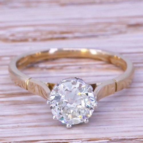 fig 1. Art Deco 1.00 Carat Old Cut Diamond Engagement Ring, circa 1925