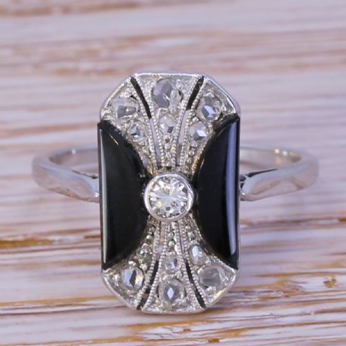 fig 1. Mid Century Onyx & Diamond Ring, circa 1950