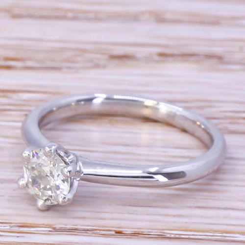 0.52 Carat Old Cut Diamond Engagement Ring, Platinum