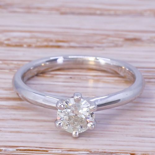 fig 1. 0.52 Carat Old Cut Diamond Engagement Ring, Platinum