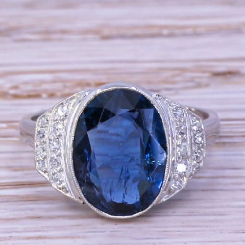 fig 1. Art Deco 3.89 Carat Burmese Sapphire & Diamond Ring, circa 1920