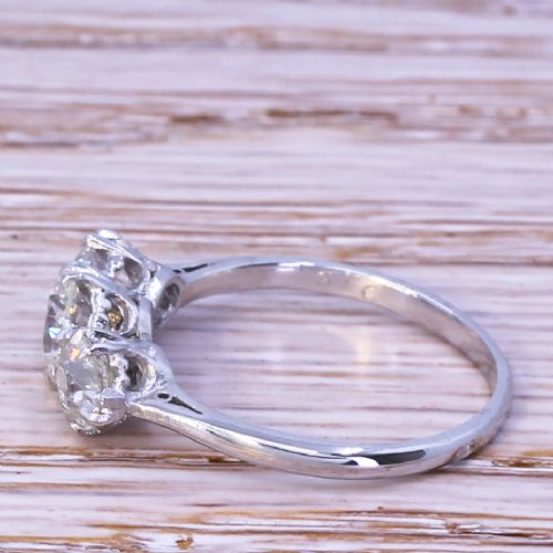fig 2. Art Deco 1.40 Carat Old Cut Diamond Trilogy Ring, circa 1930